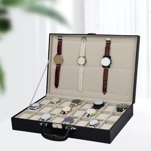 Boîtes de montres en cuir PU 36 fentes support de boîte montres organisateur avec charnière en métal