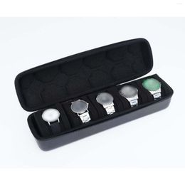 Bekijk dozen PU Leather Storage Box 5 Posities Zipper Design Display Case Organizer voor mechanische horloges Collectie echtgenoot vrouw
