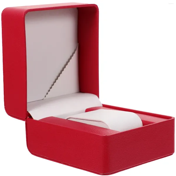 Cajas para relojes, caja de almacenamiento de decoración roja, contenedor de embalaje para pulsera, vitrina de regalo, viaje protector