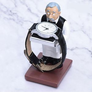 Bekijk dozen Resin Stand individualiteit huishoudster Butler Butler opbergdoos glazen deksel sieraden display rack decoratie