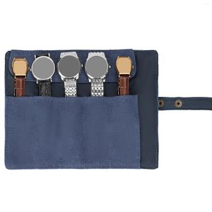 Boîtes de montre Roll Retro Travel Case 5 Slots Portable Vintage Leather Display Accessoires Organizer Holder Box