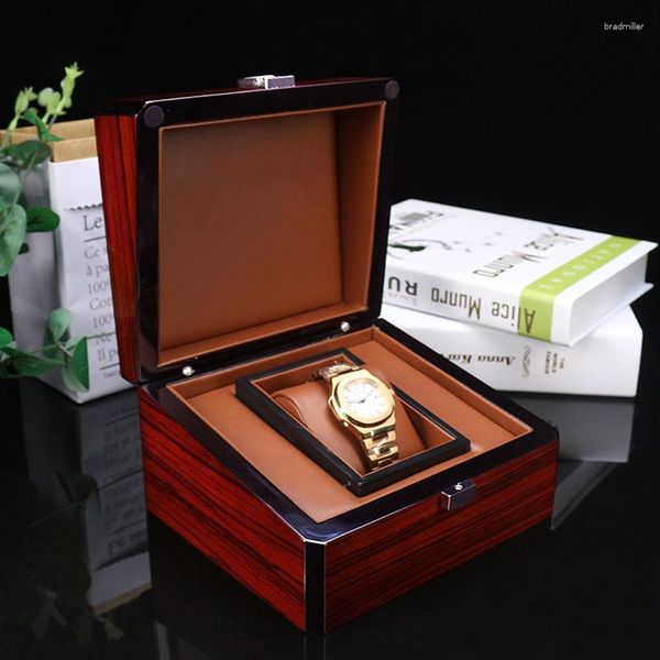 Cajas de reloj, caja organizadora individual para hombres, caja de almacenamiento, vitrina de madera de lujo, ataúd de madera, embalaje de relojes