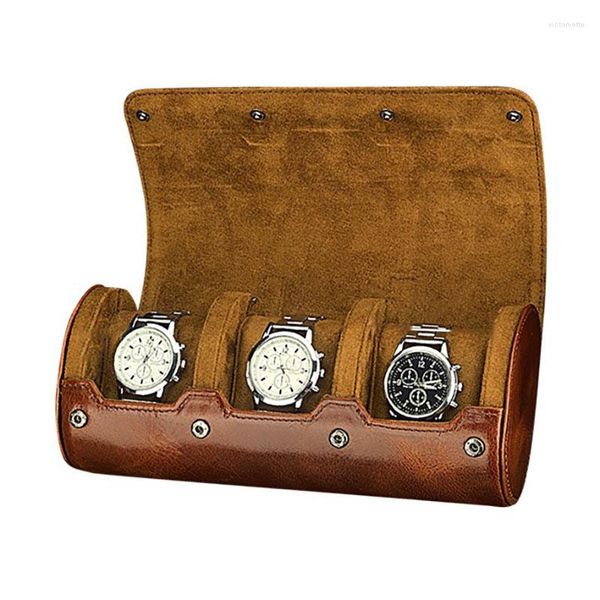 Boîtes à montres Petite boîte Organisateur Stockage en cuir Montres-bracelets mécaniques Affichage Collection Portable Sac de voyage Accessoire