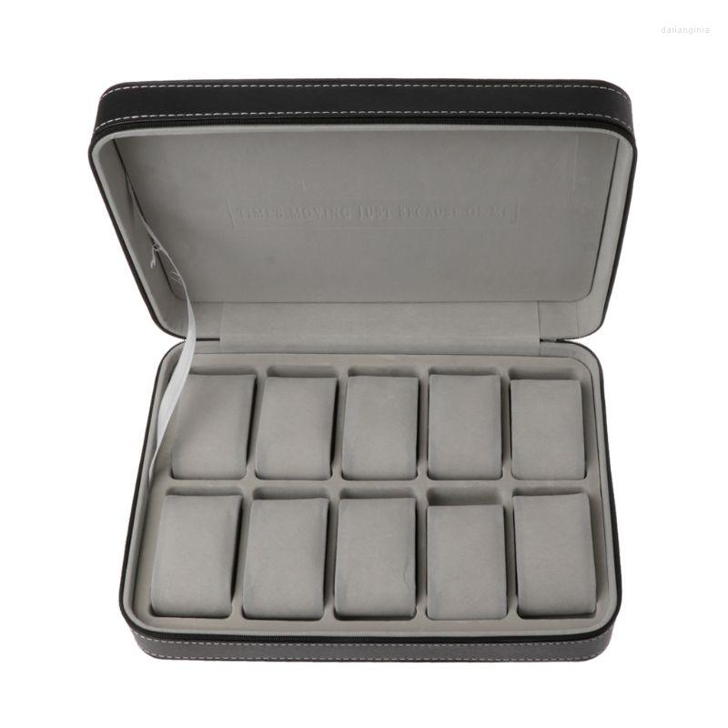 Watch Boxes Storage Box 10 Slots Display Holder For Case PU Leather Jewelry