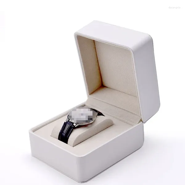 Boîtes de montre Boîte de rangement Arrondie PU Le cuir en cuir noir et blanc