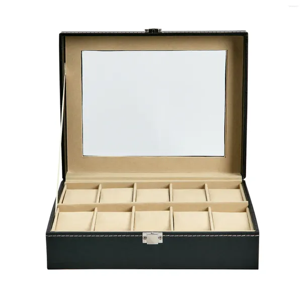 Boîtes de montre Vansiho Luxury Premium Quality 10 Grids Pu Leather Zipper Sac Boîte en aluminium ALLIAGE COLLOGE COLLECTION GIF GIF