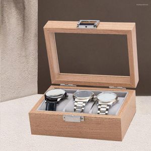 Boîtes à montres Style Vintage 3 fentes en bois, présentoir de poignet, boîte de rangement avec serrure, organisateur pour hommes et femmes