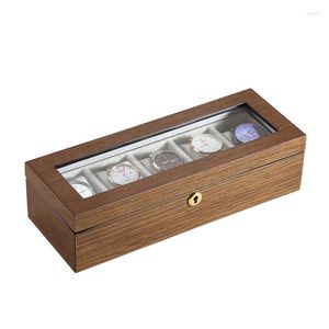 Bekijk dozen Walnut Box Bag Display Packaging Exquisite Storage kan 5 horloges bevatten