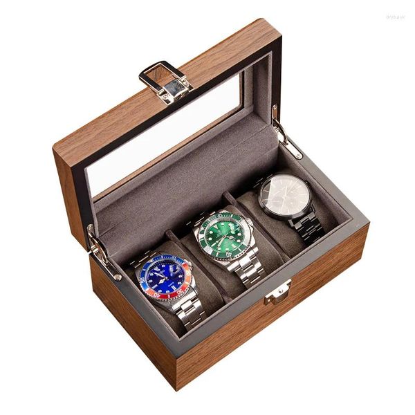 Cajas para relojes Caja de madera de nogal Caja de almacenamiento pequeña Relojes de pulsera Colección de exhibición Organizador Accesorios Idea de regalo para hombres