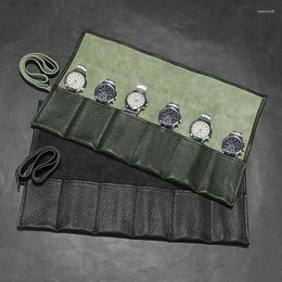 Boîtes de montre WESSLECO 6 fentes en cuir véritable support de boîtier de rouleau organisateur de voyage portable montres pochette d'affichage de stockage