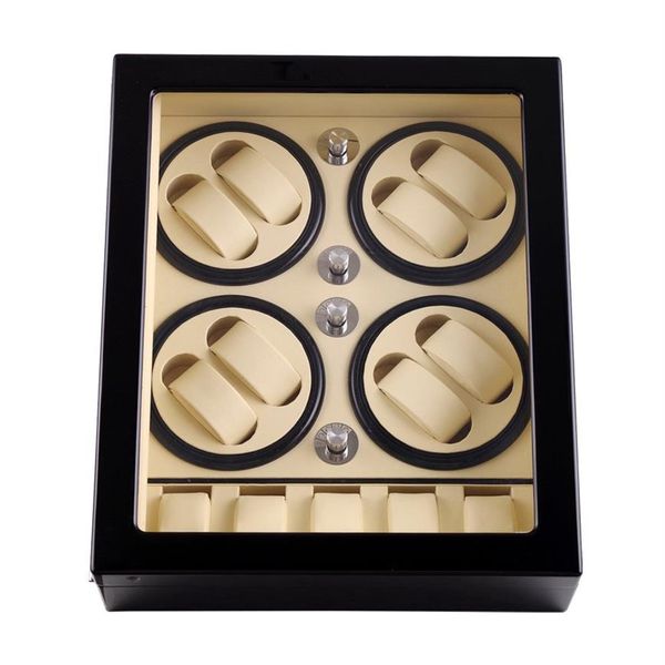 Cajas de reloj Winder LT Rotación automática de madera 8 5 Caja de almacenamiento Caja de exhibición 2023 StyleInside White Outside Black238S