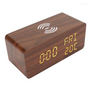 Boîtes de montres Bois LED Horloge Double Alarme En Bois Numérique 3 Gradateur Pour La Maison