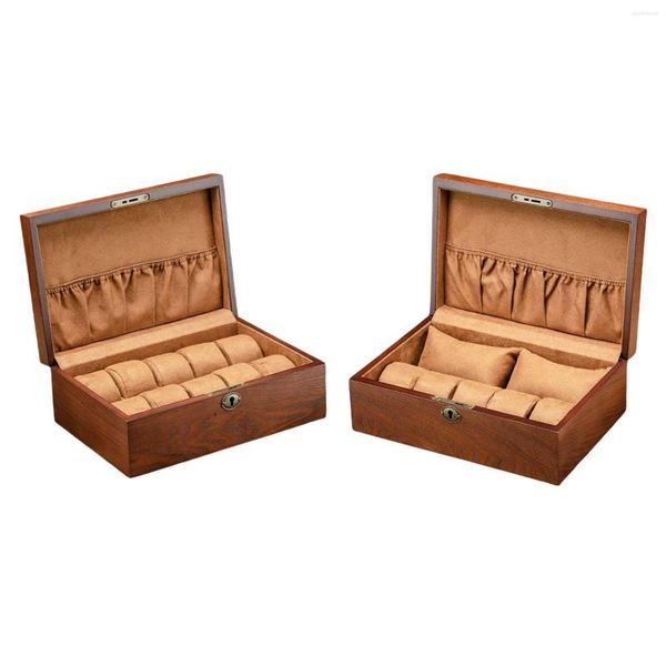 Boîtes de montre boîte en bois étui de voyage support de rangement pour hommes et femmes bracelet vitrine organisateur verrouillable cadeau d'anniversaire