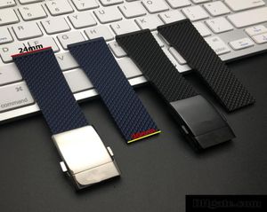Bekijk merkkwaliteit zwart blauw zachte siliconen rubberen horlogeband voor navitimer/avenger/strap 24mm horlogeband armband6200561