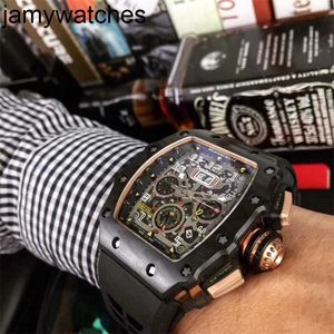 Horloge chronograaf mechanische pols Richarsmill horloges Rms11-03 Richasd luxe Zwitserse saffier spiegelrubber met automatisch uurwerk 6a4m ontwerper van hoge kwaliteit