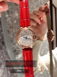horloge Koppels Mode heren- en dameshorloges Quartz horloge Nieuwe ontwerper C Blauwe ballon Horloge Maat 33 mm 42 mm fisheye-glas kalfsleer / stalen riem met strikgesp