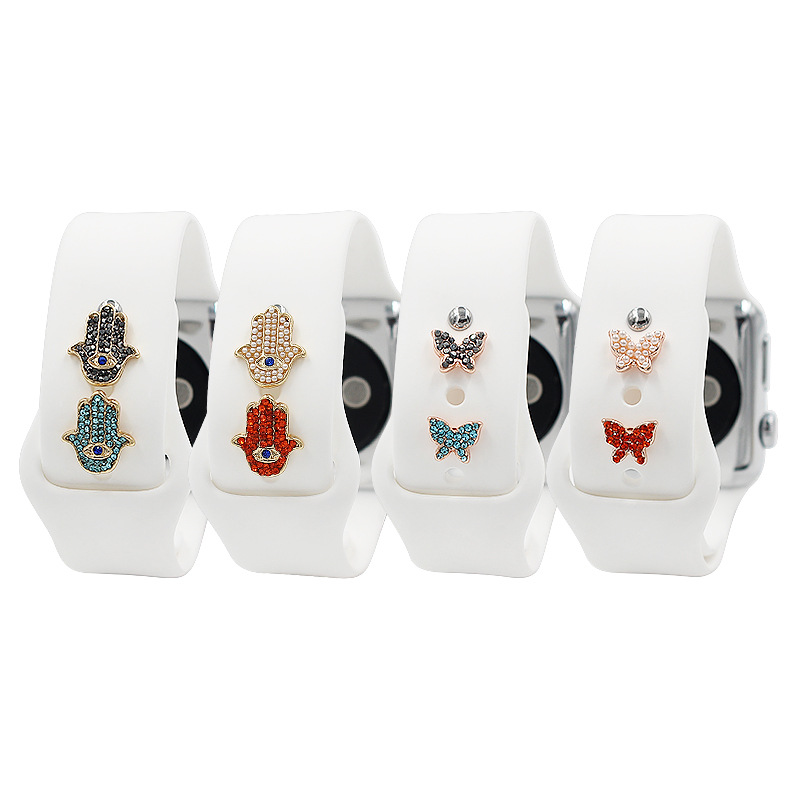 Titta p￥ dekoration Charms tillbeh￶r f￶r Apple Watch Band Armband Metal bendekorativa naglar Iwatch Sport Strap Ornament