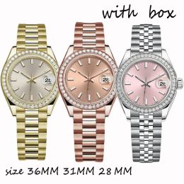 Montre Designer Diamond Watches Femmes Automatic Rose Gold Date Taille 36 mm 31 mm 28 mm Sapphire Verre Afficielle Montres pour Dames Dames Loes Iced Out Watchs for Women