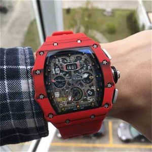 Montre Designer Luxe Hommes Mécanique Richa Milles Montre-Bracelet En Fiber De Carbone Rouge Multifonctionnel Automatique Mécanique Personnalité Grand D Y53K CUTB DRO7