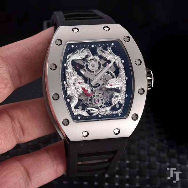 Montre Designer De Luxe Hommes Mécanique Montre Richa Milles Montre-Bracelet Rouge Noir Caoutchouc Hommes Saphir Automatique Mécanique Dragon Phoenix