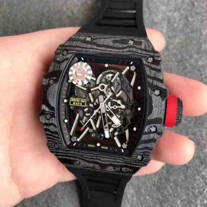 Diseñador de relojes de lujo para hombre Relojes mecánicos Richa Milles Reloj de pulsera Ocio de negocios Rm35-02 Maquinaria automática Cinta de fibra de carbono negra Luminous Men's 8R3X