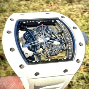 Mira diseñador Swiss Automatic Watch Skeleton White Ceramic RM055 Buen estado