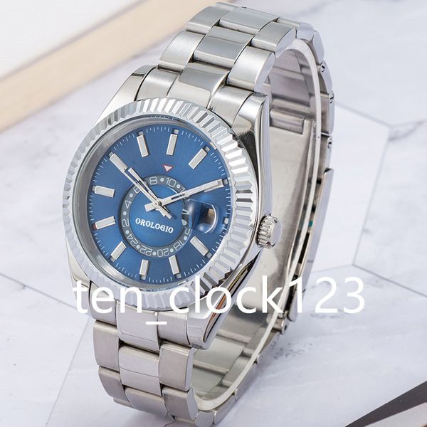 Reloj de diseño para hombre, movimiento mecánico automático, correa de acero inoxidable, zafiro, 41mm, reloj de lujo SKY para hombre