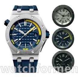 Bekijk designerhorloges herenleer, roestvrij staal, mechanisch waterdicht, saffier 42 mm herenhorloge