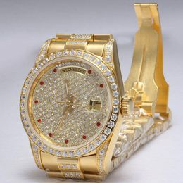 Mira Diamond Bigger Diamond Watch for Womens Gold Watch Fecha de oro Automático de oro completo con bisel de diamante Diamond Dial Gold Woman Watches de 36 mm de diseñadores de diseñadores