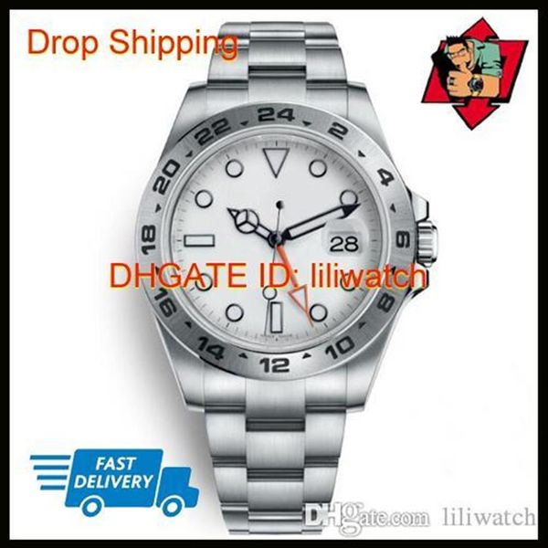 Reloj Explorer II 40 MM Esfera Blanca Acero Inoxidable Reloj Automático Fecha Independiente 24 Horas Fijado Individualmente Multifunción Hombre 266O