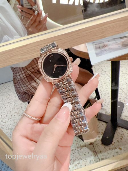 Reloj Reloj exquisito Reloj para mujer Reloj para hombre Diseñador Diosa popular Marca favorita Anillo de perforación con letra R de alta calidad Cuadrado pequeño 32 mm