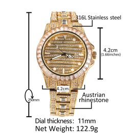Reloj de moda hip hop para hombre, esfera grande, reloj de cuarzo personalizado, nuevo color, mariposa de diamante, reloj con doble botón
