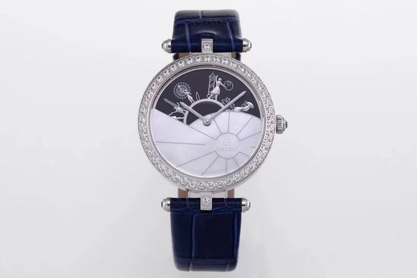 Reloj de moda para amantes de las damas, reloj de puente, superficie tridimensional 3D, representación de personajes, incrustaciones de diamantes realistas, moda, todo