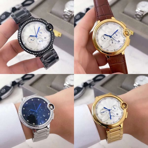 Regarder des hommes et des femmes de la mode Matchs Balloons montres Bracelet en acier en cuir authentique multifonction avec boîte très belle es s