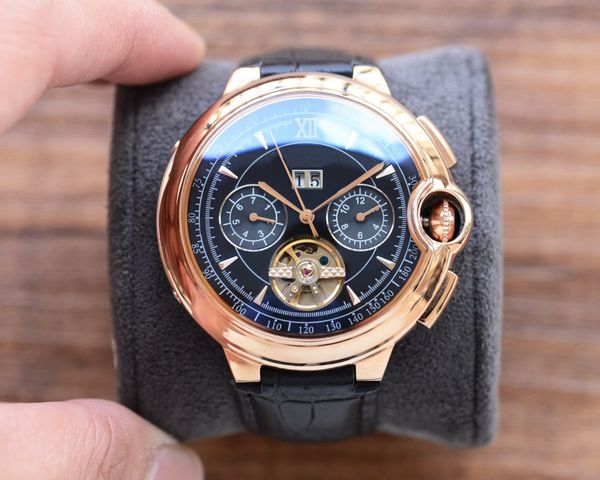 Montre pour homme BALLON Automatique mécanique Montres pour hommes diamètre 44 mm Épaisseur 11 mm Verre saphir Compteur Qualité Réplique officielle de la montre-bracelet 72A