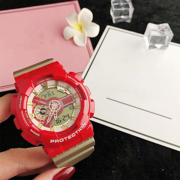 Reloj para hombre Relojes LED para mujer Original 51 mm Deportes Cuarzo digital Unisex Relojes rojos de roble Esfera ultrafina Completamente funcional