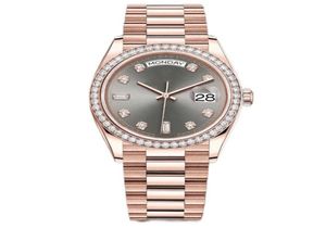 Kijk voor vrouwen diamanthorloges Classic 41mm automatische dubbele kalender 904L roestvrijstalen roségouden armband saffier waterdicht7686488