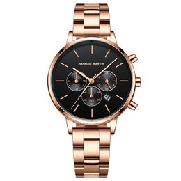 Montre pour femmes or Rose luxe dame Bnad affaires mode décontracté étanche montres Quartz calendrier montre-bracelet