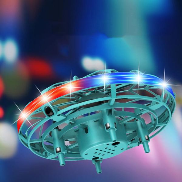 Regarder le contrôle des gestes Jouet pour enfants Suspension d'avion à induction UFO Mini jouets de drone Inductive Flying Spinning capteur de drone intelligent Lumière LED Quadcopter nouveau design