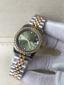 Montre-bracelet en acier inoxydable doré pour femmes, 31/36MM, saphir, mouvement automatique 2813, bague en diamant