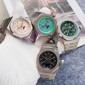 Bekijk hoogwaardig designer automatisch uurwerk Sun Moon multifunctionele wijzerplaatmaat 42 mm waterdicht roestvrijstalen horloge voor heren Orologi-horloges