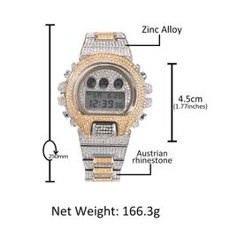 Bekijk Hip Hop Watch Full Boor Electronic Time Display Fashion Design High-End Men's Watch