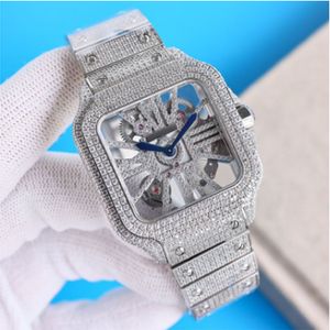 Horloge hol diamanten herenhorloge volautomatische mechanische horloges ontwerp saffier roestvrijstalen band waterdicht 40 mm es