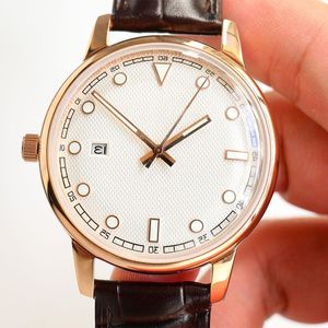 Montre de luxe en cuir mécanique automatique montre-bracelet bracelet de montre étanche Montre de mode 42mm or Cfkvn