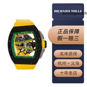 Horloge Man Richardmillie Horloges Automatisch Richardmillie Rm61 Heren Serie Horloge Groen Runway Hollow Ntpt Koolstofvezel Zwart Keramiek Cirkel Hand Mechanisch Swi HBFQ