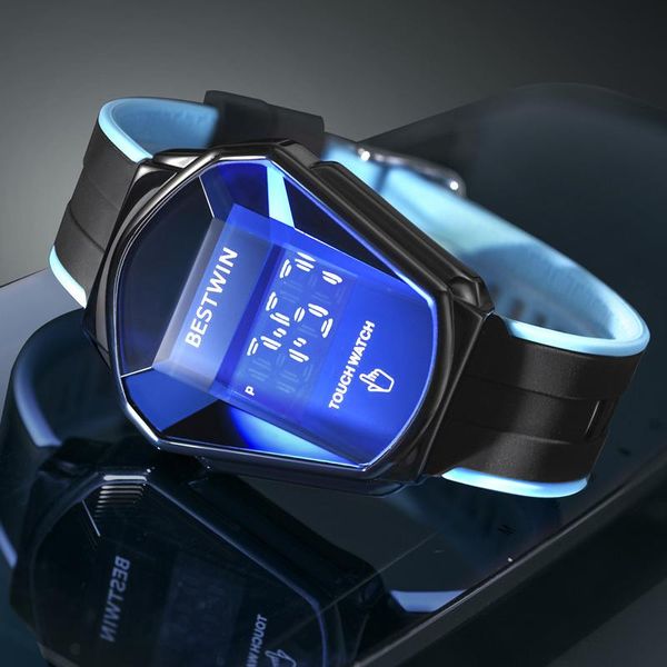 Montre homme Sport numérique mâle écran tactile LED affichage électronique montre-bracelet en acier inoxydable hommes horloge montres-bracelets
