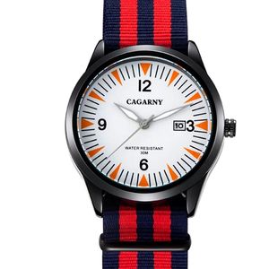 Montre hommes CAGARNY marque mode montres de luxe décontracté Quartz Nylon hommes Sport montres horloge reloj de lujo