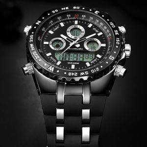 Montre Hommes Mode Sport Quartz Horloge Hommes Montres Top Marque De Luxe Led Numérique Étanche Noir Montre-Bracelet Relogio Masculino Y19051503