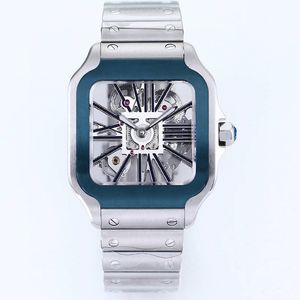 Regarder des hommes Hollow Out Mouvement mécanique automatique 39,8 mm Designer en verre saphir Noctilucent montres bracelet de bracelet en acier inoxydable de haute qualité