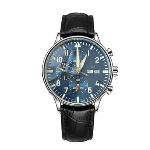 Montre hommes japon Quartz mevement mode nouvelle couleur pilotes montres bracelet en cuir bleu hommes montres d'extérieur horloge